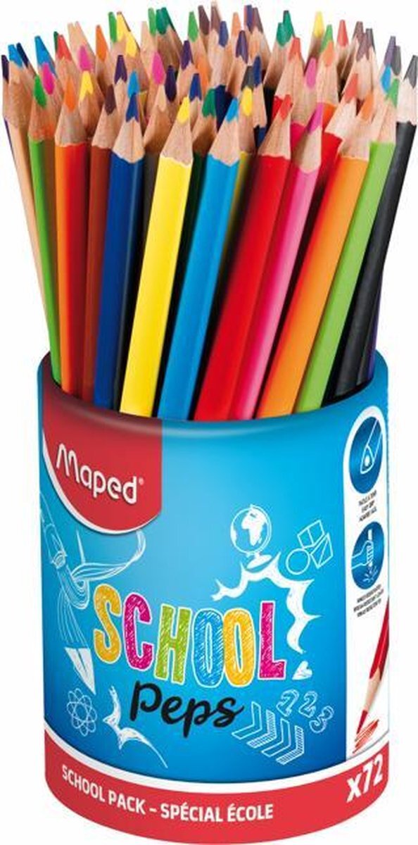 Maped SCHOOL'PEPS kleurpotloden - assorti kleuren - koker x 72
