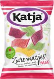 Katja Zure Matjes snoep, mix van aardbei-, appel-, banaan- en cassissmaak, zak van 250 g