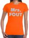 Bellatio Decorations Mrs. Fout zilver glitter tekst - t-shirt - oranje - dames - foute party kleding - Carnaval verkleedkleding XXL