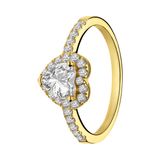 Lucardi Dames Zilveren goldplated ring hart met zirkonia - Ring - 925 Zilver - Goudkleurig - 16.50 / 52 mm