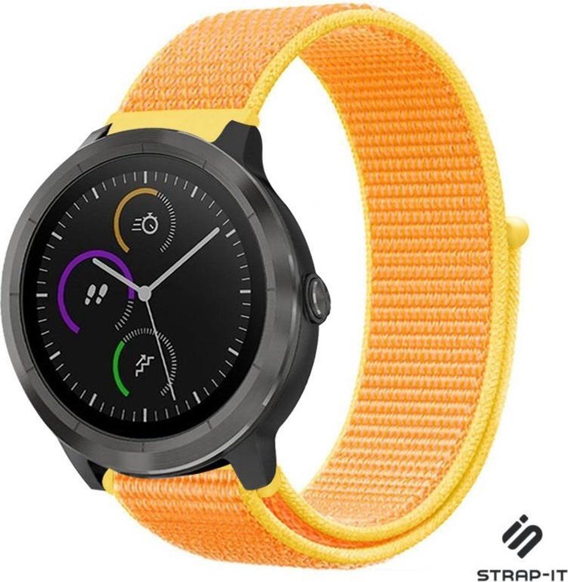 Strap-it Garmin Venu nylon band - lichtgeel