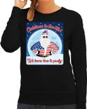 Bellatio Decorations Foute Amerika Kersttrui / sweater - Christmas in USA we know how to party - zwart voor dames - kerstkleding / kerst outfit XS