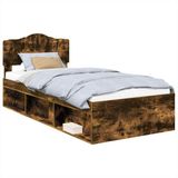 vidaXL Bedframe Gerookt eiken 90 x 200 cm Massief grenenhout