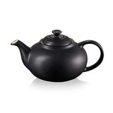 Le Creuset Klassieke ronde keramische theepot, 1,3 l, voor 3-4 kopjes, matzwart, 80702130000003
