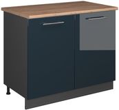 Vicco Wastafelkast Fame-Line, Donkerblauw hoogglans/Antraciet, 100 cm