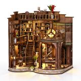 Icecat Miniature bibliothèque, kit de construction DIY, puzzle en bois 3D, décoration de bibliothèque