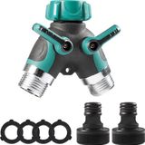 Tuyau d'arrosage Y-splitter 2 voies corps métallique robuste connecteur solide, adaptateur de robinet avec 2 raccords rapides et 4 joints toriques pour pelouse extérieure et connecteur de tuyau d'eau