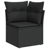 VidaXL 8-delige Loungeset met kussens, polyrotan, zwart