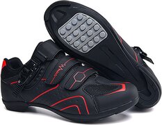 RAMBUX RAMBUX® - Fietsschoenen - MTB Schoenen Heren & Dames - Zwart Rood - Platte Zool - Wielrenschoenen - Klikschoenen - Mountainbike - Racefiets - Maat 40