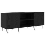 vidaXL Platenkast met plank en opslag Zwart Eiken 121 x 38 x 48 cm