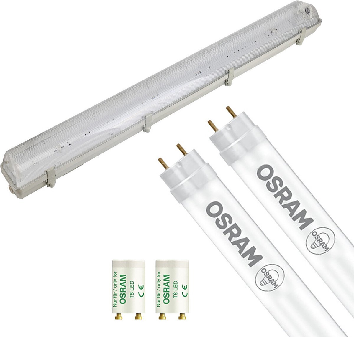 Qualu LED TL Armatuur met T8 Buis - OSRAM SubstiTUBE Value EM 865 - Igia Hari - 120cm Dubbel - 32.4W - Helder/Koud Wit 6500K