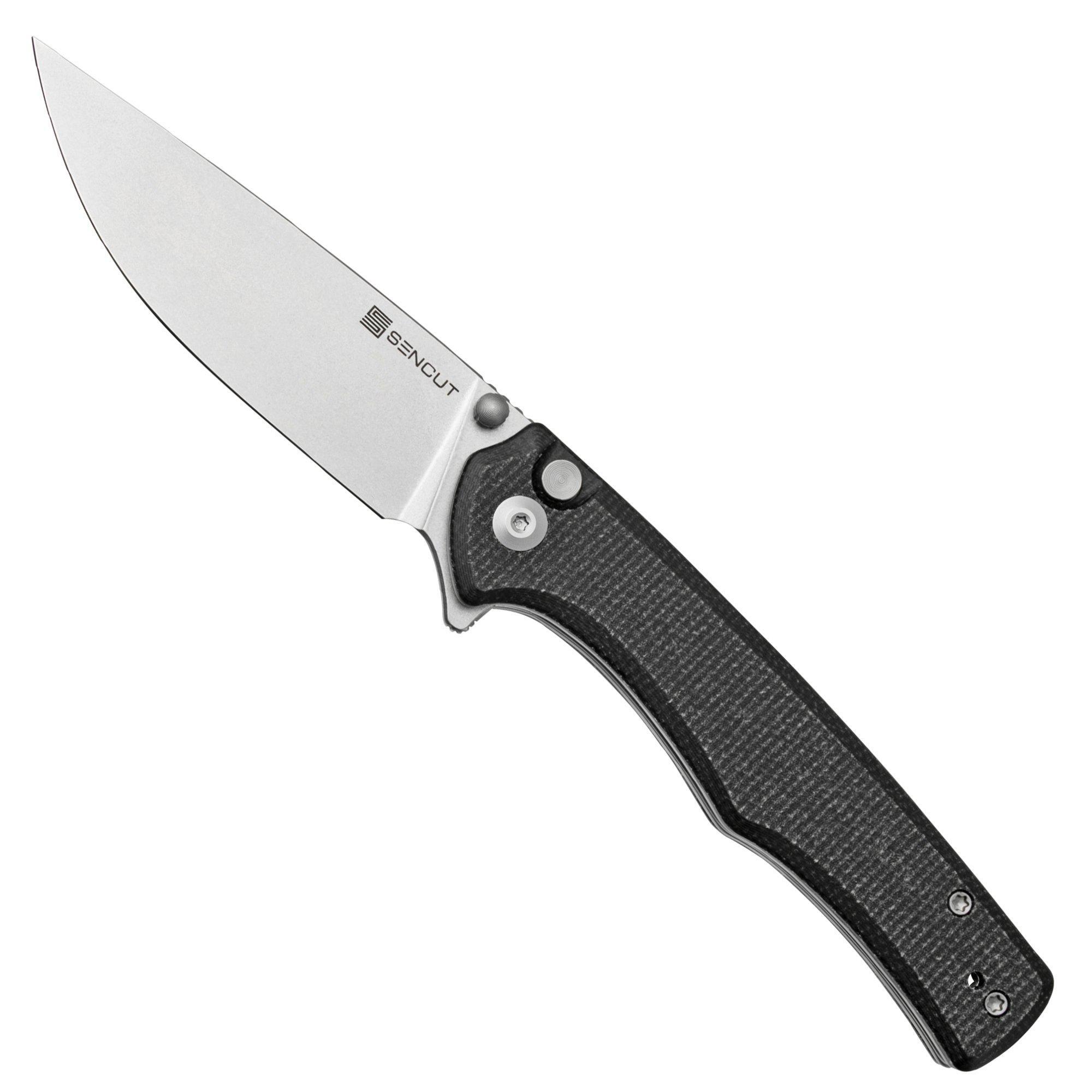 SENCUT Crowley S21012-2 Stonewashed, Black micarta, zakmes