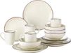 Service ancien – Service – 4 personnes – 16 pièces – Blanc avec bordure noire – Céramique – Assiettes à petit-déjeuner – Design luxueux