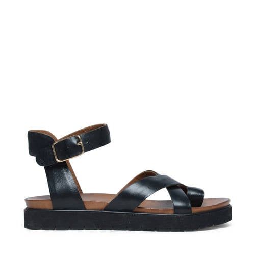 Manfield leren sandalen zwart