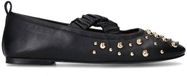 Sacha - Dames - Zwarte leren ballerina's met studs - Maat 37