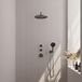 Brauer Gunmetal Carving Thermostatische Regendoucheset Inbouw - Hoofddouche 30 cm - Gebogen Wandarm - Handdouche 3 Standen - Doucheslang - Wandaansluitbocht - Gunmetal