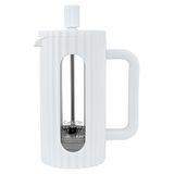 Café Olé Ciao 3 kopjes cafetière, roestvrijstalen gaas, Franse pers, wit