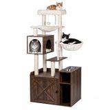 Relaxdays Krabpaal - donkerbruin-wit - 71x144x45,5 cm