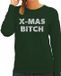 Bellatio Decorations Shoppartners Bv Foute Kersttrui / sweater - Christmas Bitch - zilver / glitter - groen - dames - kerstkleding / kerst outfit S