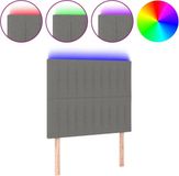 vidaXL Hoofdbord LED 80x5x118/128 cm stof donkergrijs