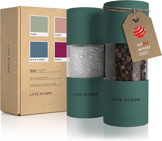 LARS NYSØM Sjæl Peper en Zoutmolen Set - Pine Green - Verstelbaar