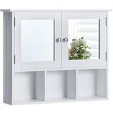 Bath Vida Bath Vida 333467 Priano Badkamerkast met dubbele deur, met spiegel, opbergplanken, wandmontage, wit, 50 x 60 x 14 cm (h x b x d)