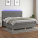 Maison Exclusive - Lit boxspring avec matelas et éclairage LED, gris foncé, 200x200 cm, textile