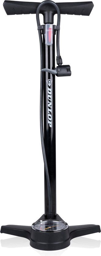 Dunlop Fietspomp met Drukmeter - Dubbel Ventiel - Geschikt voor Dunlop, Schrader en Frans Ventiel - Zwart