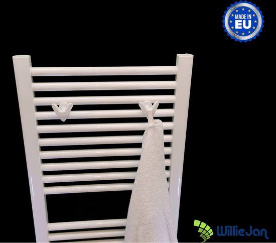 WillieJan Dubbele Radiator Handdoekenhaak 910W - Wit - set 2 stuks dubbele haak - Radiatorbevestiging - Zonder boren
