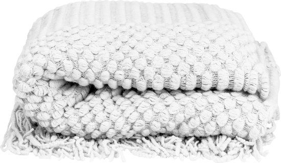 QUVIO Plaid - Polyester - Lichtgrijs - 220 x 127 cm