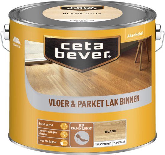 Cetabever Vloer- & Parketlak Transparant Blank 2.5 L - Zijdeglans - Waterbasis - 20 jaar garantie