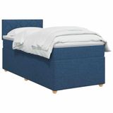 vidaXL Boxspringbed met matras en hoofdeinde, blauw, 100 x 200 cm, stof