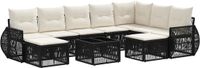 vidaXL - Tuinbank - Set - 9 zitplekken - Zwart - Polyrattan
