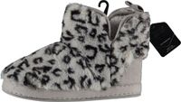 Apollo Dames hoge pantoffels/sloffen luipaard print - grijs - maat 39-40