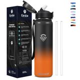 Grsta Thermosfles, 1 liter, thermosfles met rietje, thermosfles van roestvrij staal, BPA-vrij, dubbelwandig, voor sport, camping, fietsen, yoga
