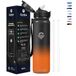 Grsta Thermosfles, 1 liter, thermosfles met rietje, thermosfles van roestvrij staal, BPA-vrij, dubbelwandig, voor sport, camping, fietsen, yoga