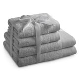 AmeliaHome Amari Badhanddoek, 100% katoen, 450 g/m², absorberend, katoen, staal, 2 x 70 x 140 + 2 x 50 x 100 cm