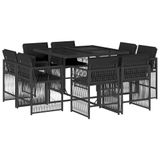 VidaXL 9-delige Tuinset Poly Rattan Zwart
