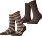 Esprit Metro Lines 2 Pack gestreepte katoenen sokken voor dames in maat 39-42, bruin