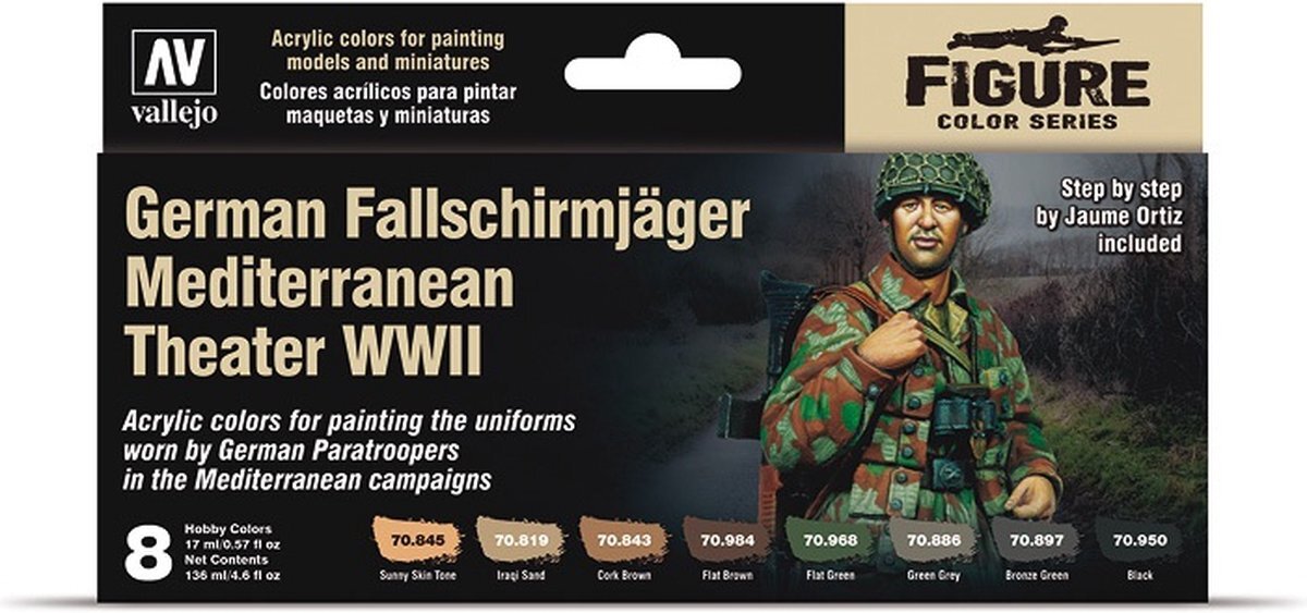 Vallejo val70188 - German Fallschirmjaeger Mediterranean Theater WWII 8 x 17 ml