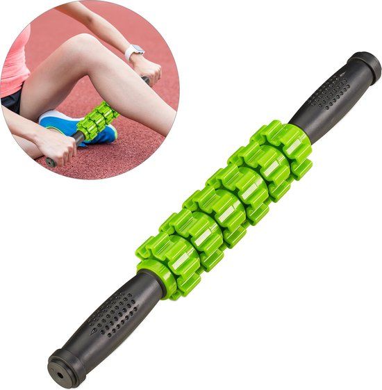 Relaxdays massageroller - trigger point massage - rug - fasciaroller - zwart/groen