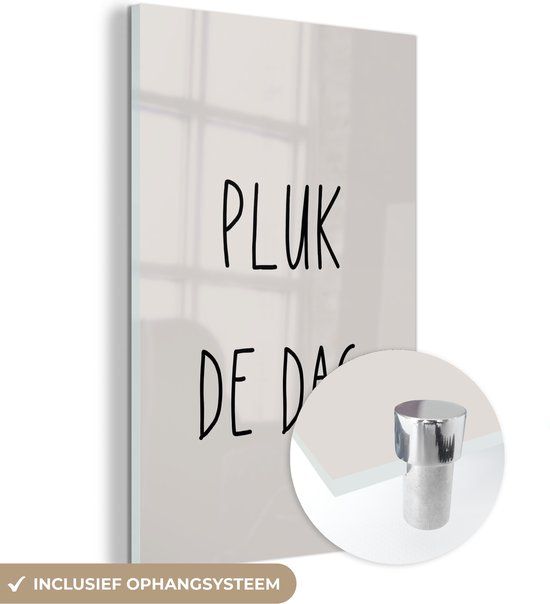 MuchoWow® Glass Painting 120x180 cm - Acrylic Glass Painting - Text - Quotes - Carpe Diem - Seize the day - Photo on glass - Paintings