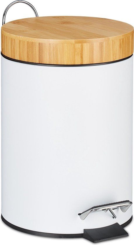 Relaxdays Pedaalemmer - 3 liter - Wit - Softclose - Badkamer/Toilet