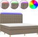 vidaXL Boxspringbed met matras en LED-verlichting, taupekleurig, 180x200 cm, gestoffeerd