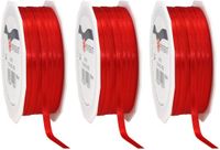Merkloos Cadeaulint Satijn - 3x - 0.6 cm x 50 meter - Rood