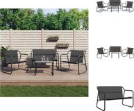 vidaXL 4-delige Loungeset met kussens, staal, antracietkleurig