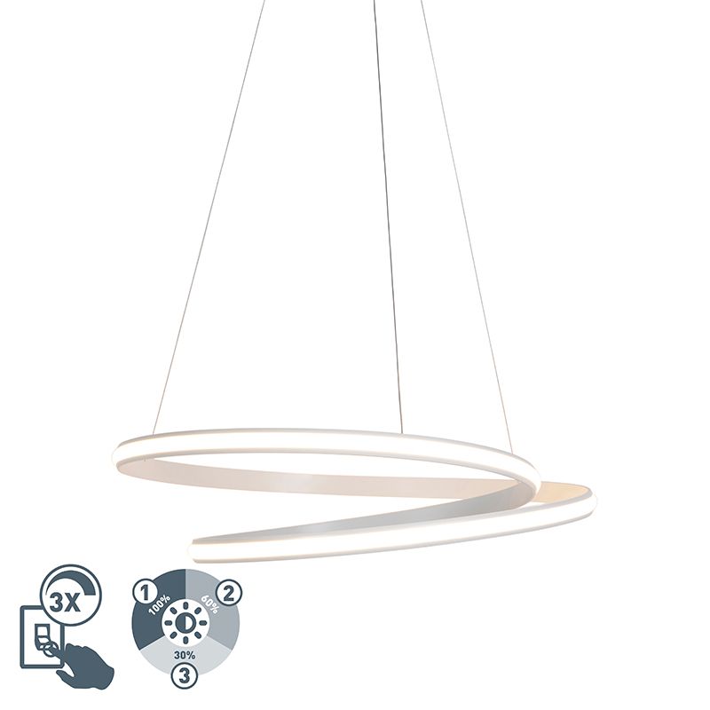 QAZQA Rowan Hanglamp - Wit - 72cm - LED - Dimbaar