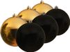Decoris Kunststof Kerstballen 6x Stuks Goud en Zwart 14 cm