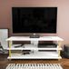 Hanah Home Glamorous tv-standaard, goud en wit, 120 x 44,6 x 47,4 cm, 100% melamine gecoat deelbord, 18 mm dik, stijlvol en functioneel voor moderne woonkamers
