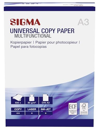 SIGMA DIN A3 kopieerpapier universeel, 80 g/m², wit, 500 vellen